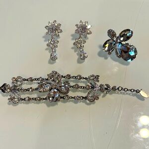 Women’s rhinestone bracelet , earrings and pin set of 3
